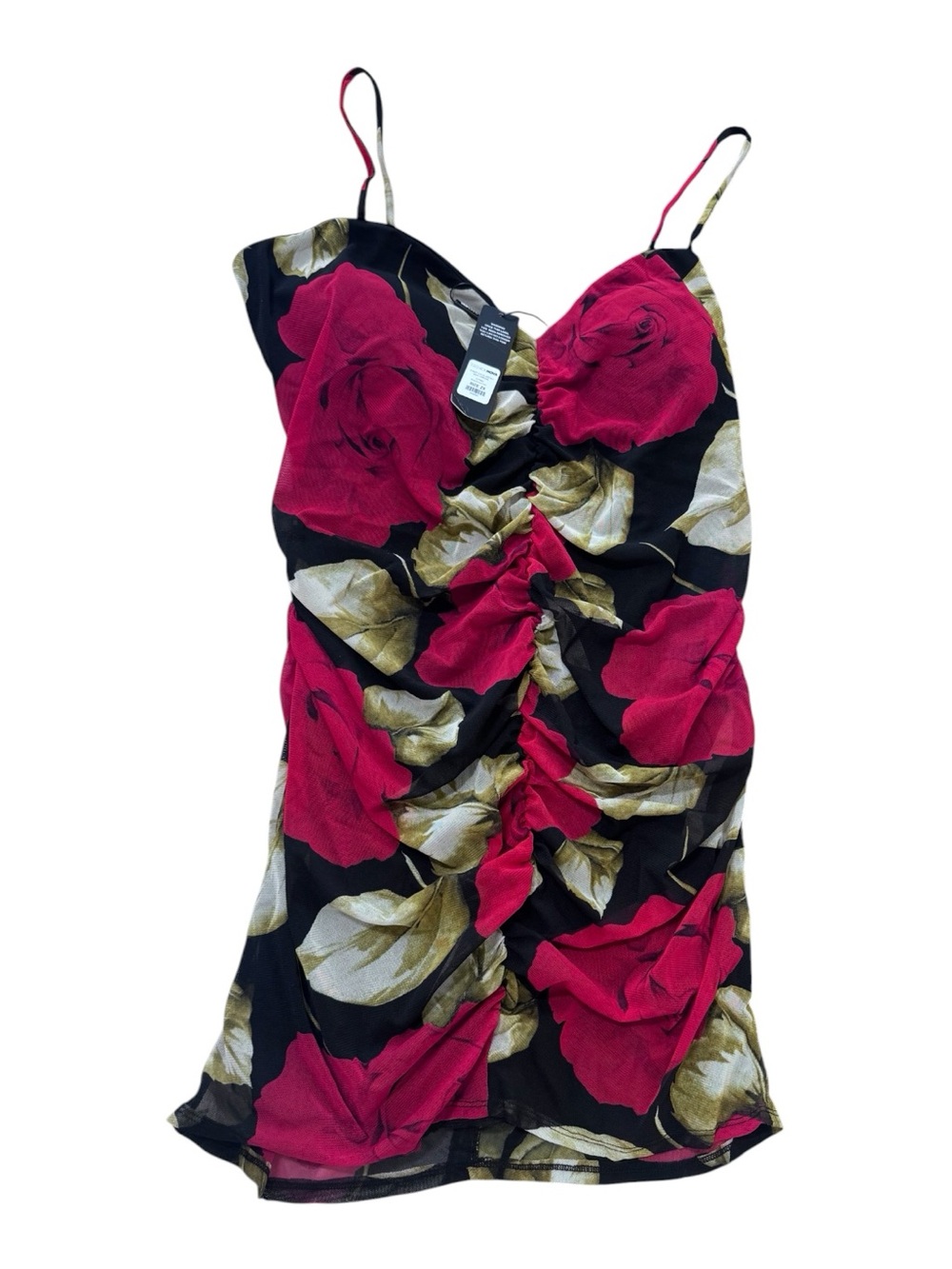 Fashion Nova Black Mini Dress with Bold Red Rose Print - Picture 2 of 9